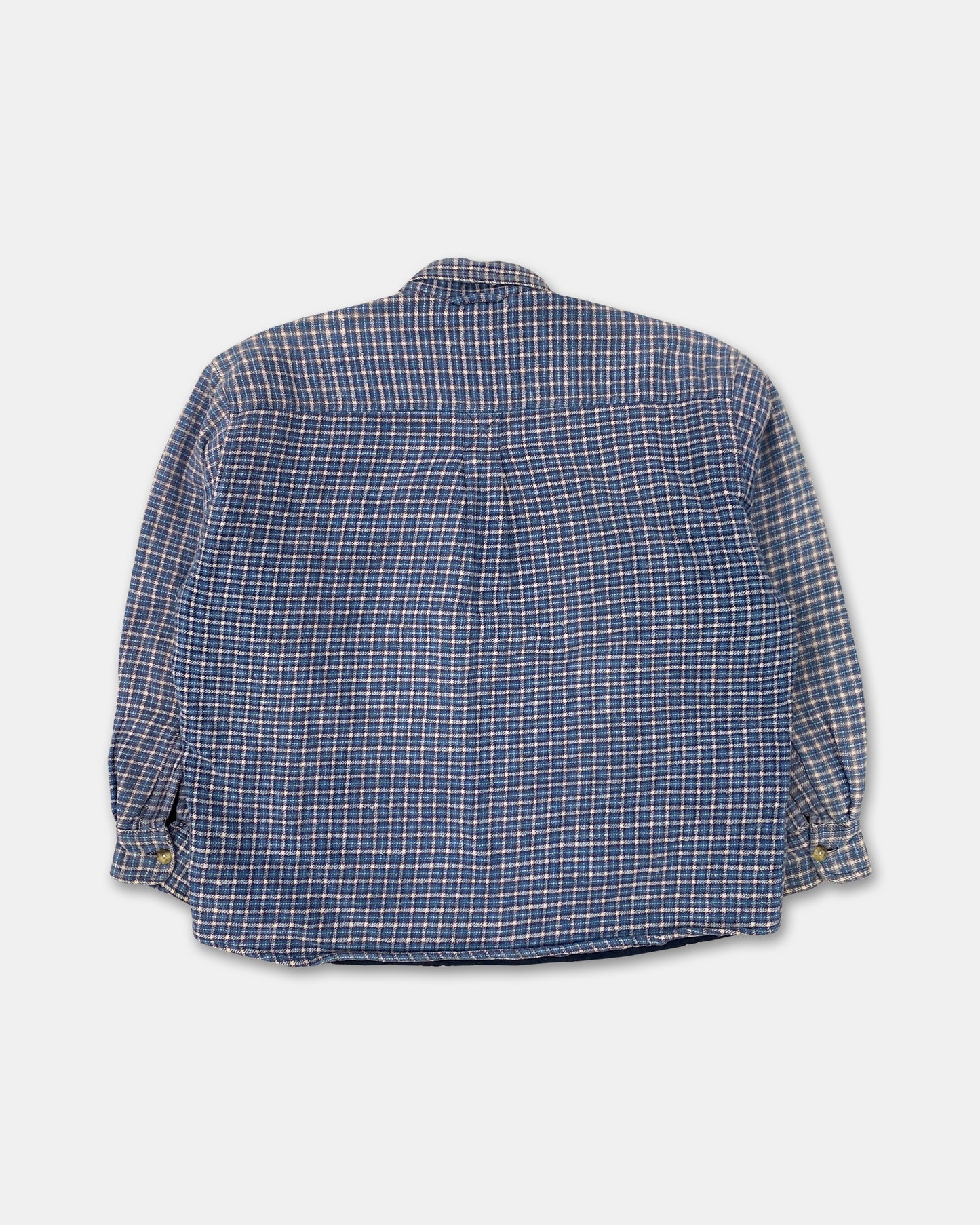 Vintage 1990s Padded Plaid Checkered Flannel Jacket Shirt Blue