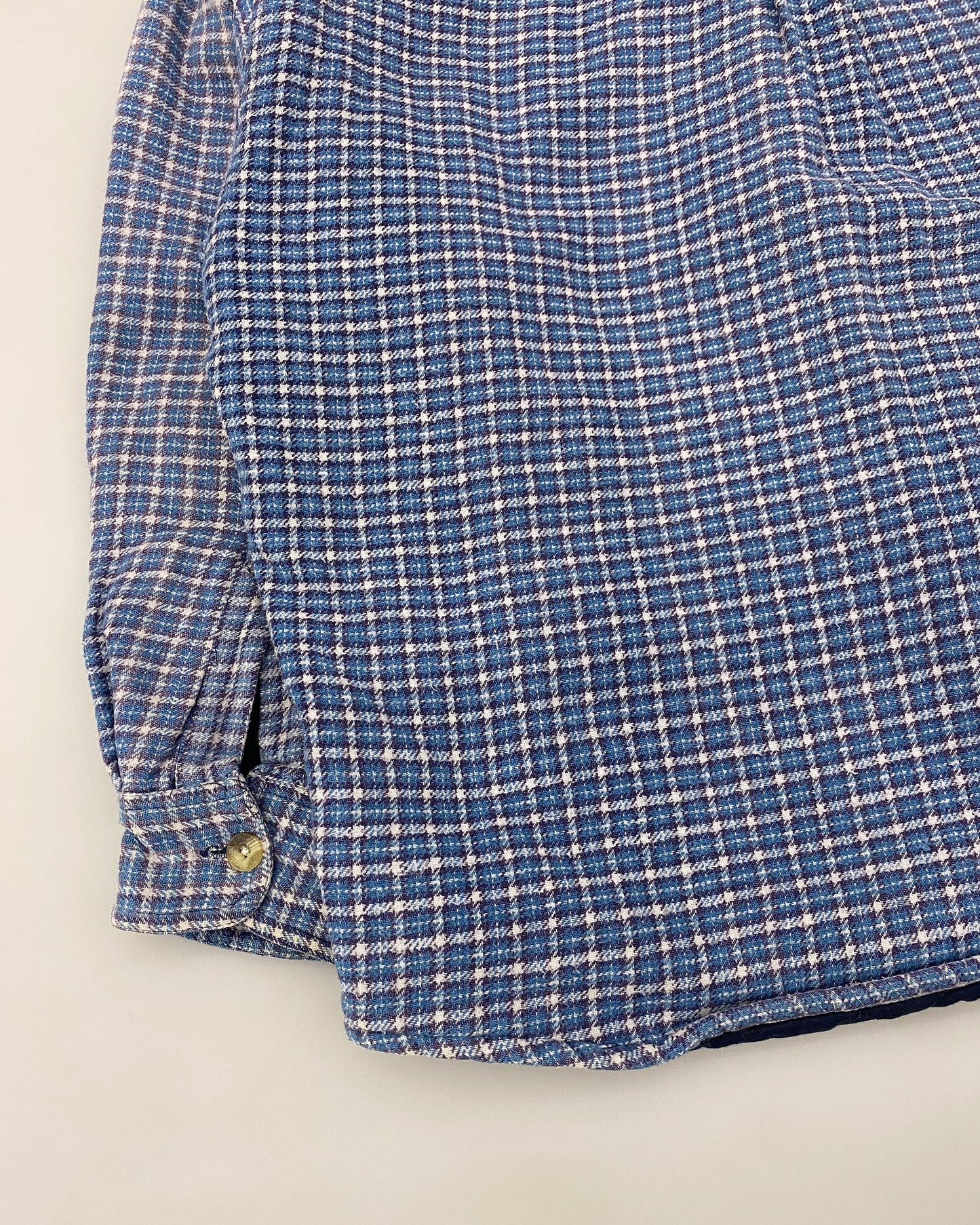 Vintage 1990s Padded Plaid Checkered Flannel Jacket Shirt Blue