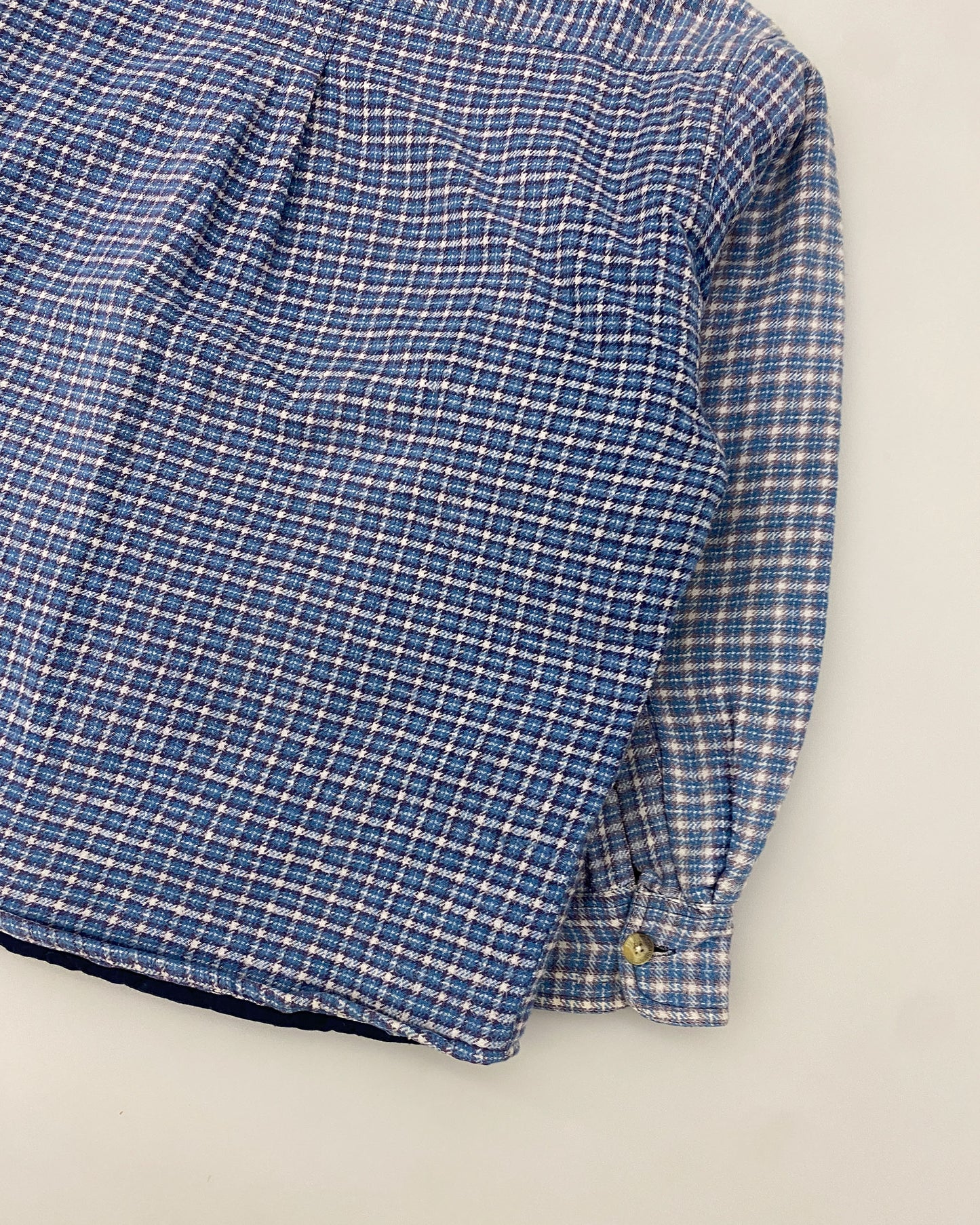 Vintage 1990s Padded Plaid Checkered Flannel Jacket Shirt Blue