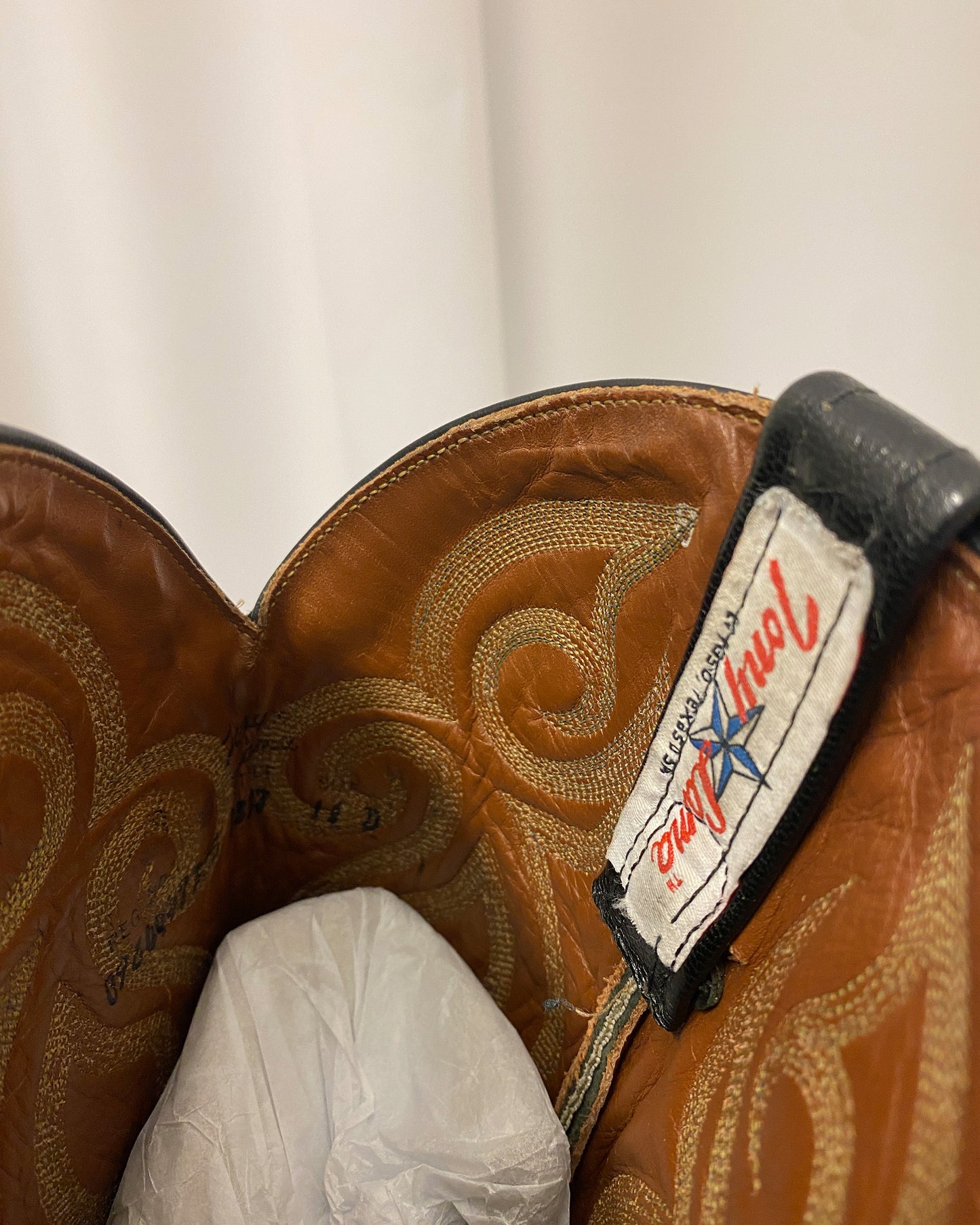 Tony Lama 2000s Cowboy Ostrich Leather Boots Black