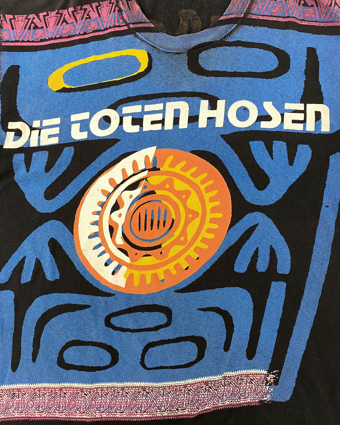 Die Toten Hosen 1990er All Over Print Band Single Stitch T-Shirt Schwarz 