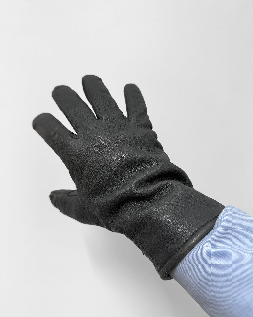 Vintage 1990s German Military Leather Gloves Grey