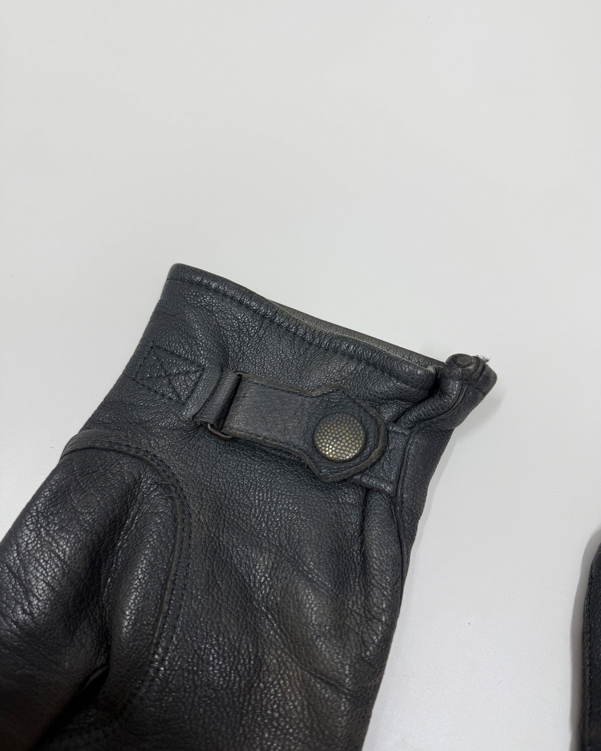 Vintage 1990s German Military Leather Gloves Grey