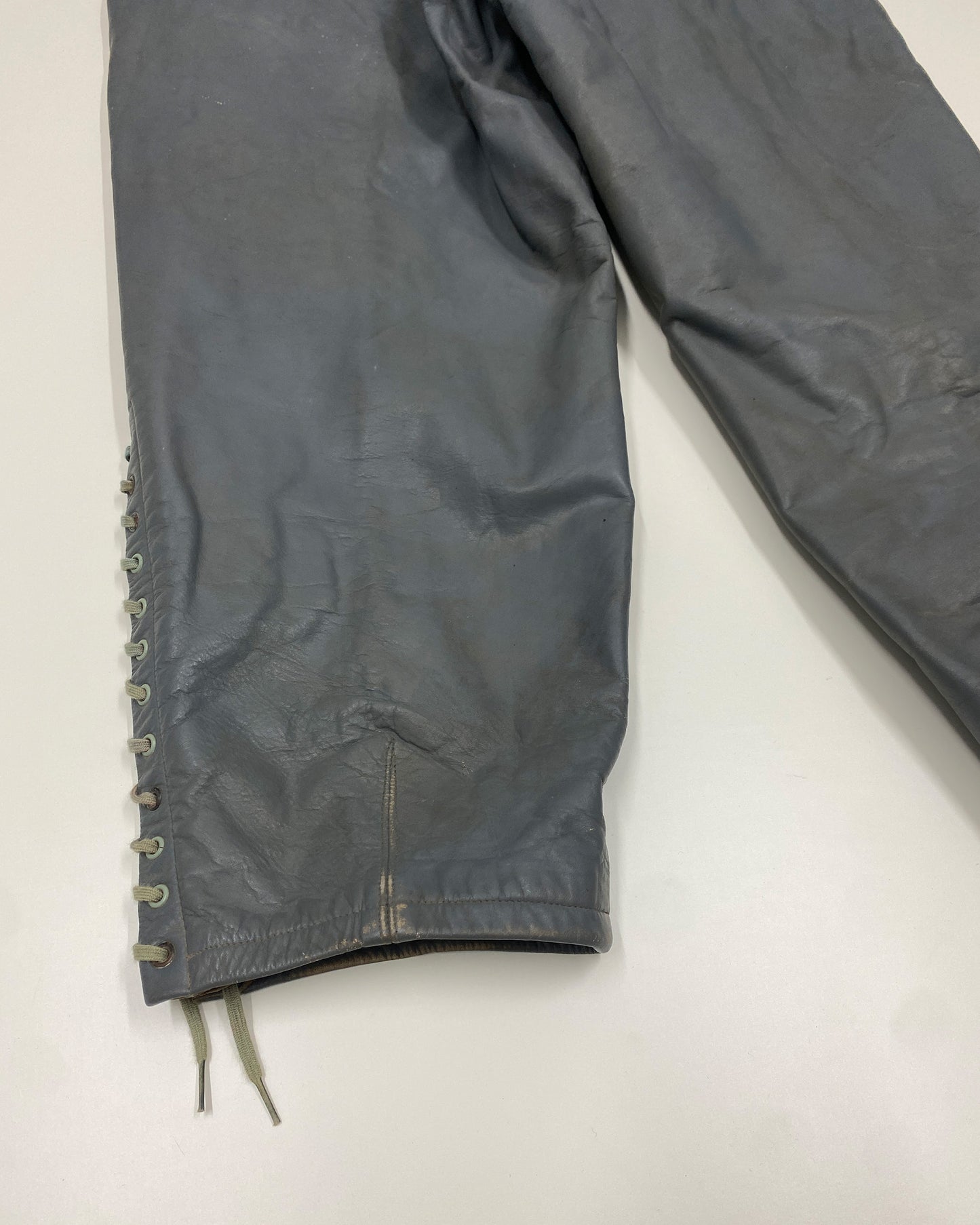Vintage 1960s German Military Submarine U-Boot Leather Dungaree Pants Grey