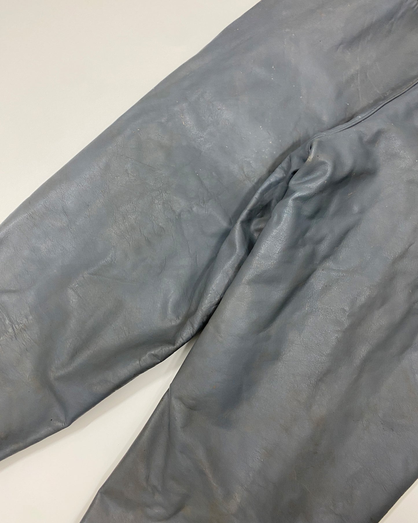 Vintage 1960s German Military Submarine U-Boot Leather Dungaree Pants Grey