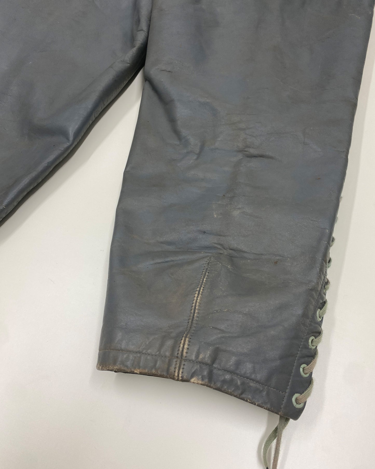 Vintage 1960s German Military Submarine U-Boot Leather Dungaree Pants Grey