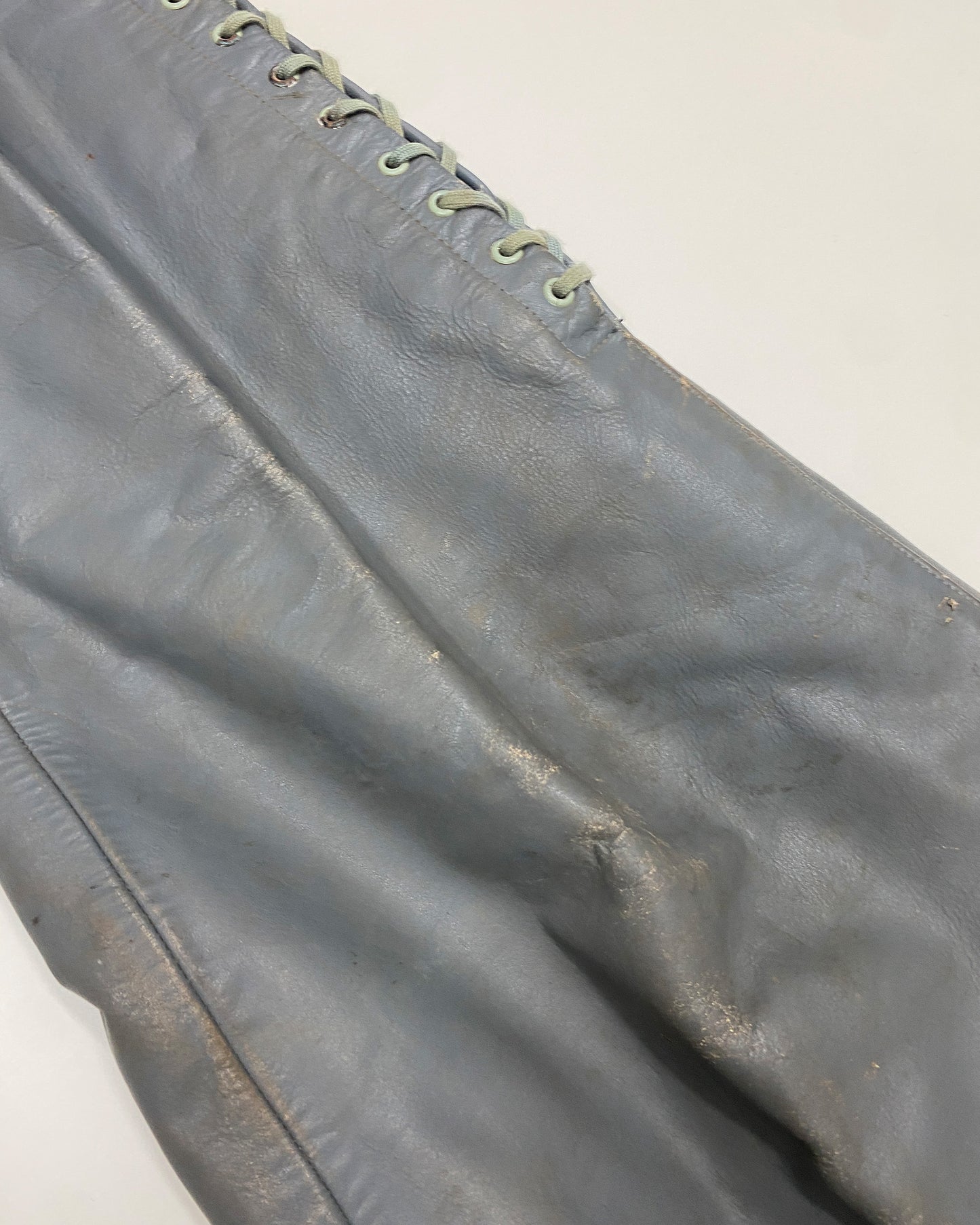 Vintage 1960s German Military Submarine U-Boot Leather Dungaree Pants Grey