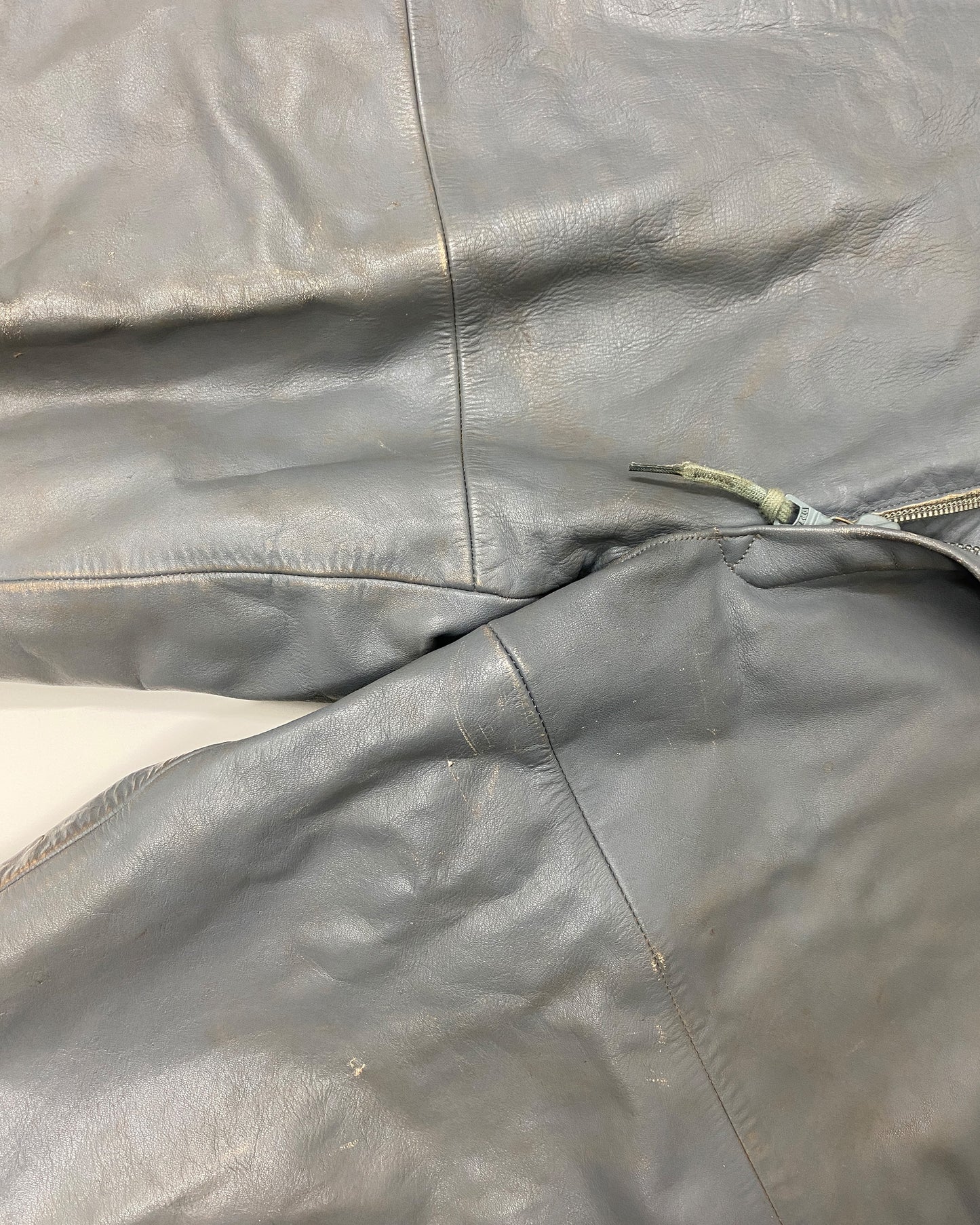 Vintage 1960s German Military Submarine U-Boot Leather Dungaree Pants Grey