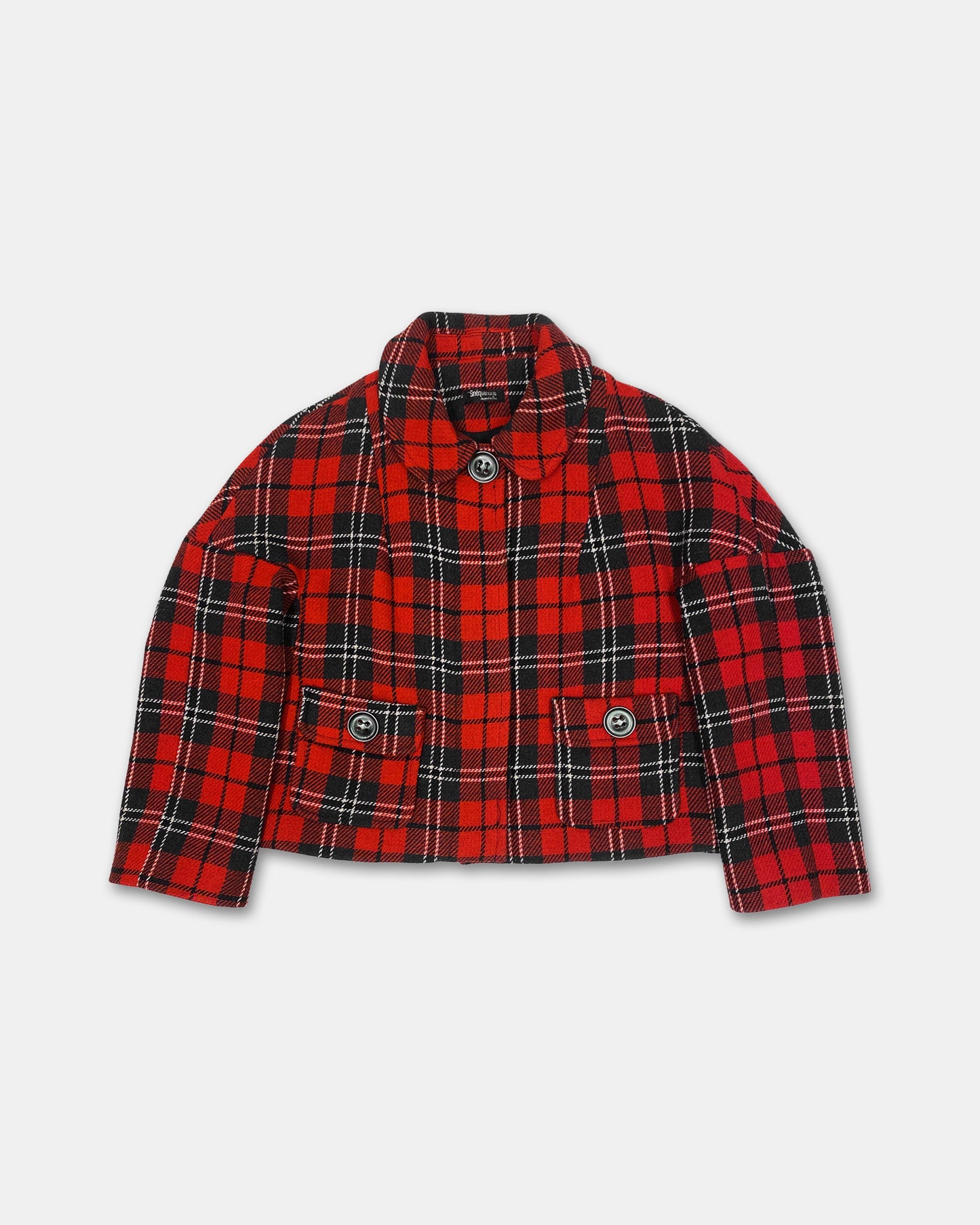 Sinéquanone 1980s Plaid Checkered Boxy Wool Jacket Black Red