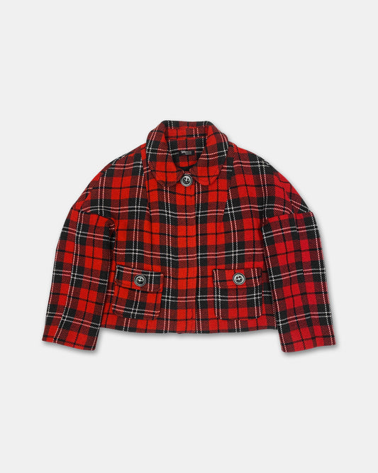 Sinéquanone 1980s Plaid Checkered Boxy Wool Jacket Black Red