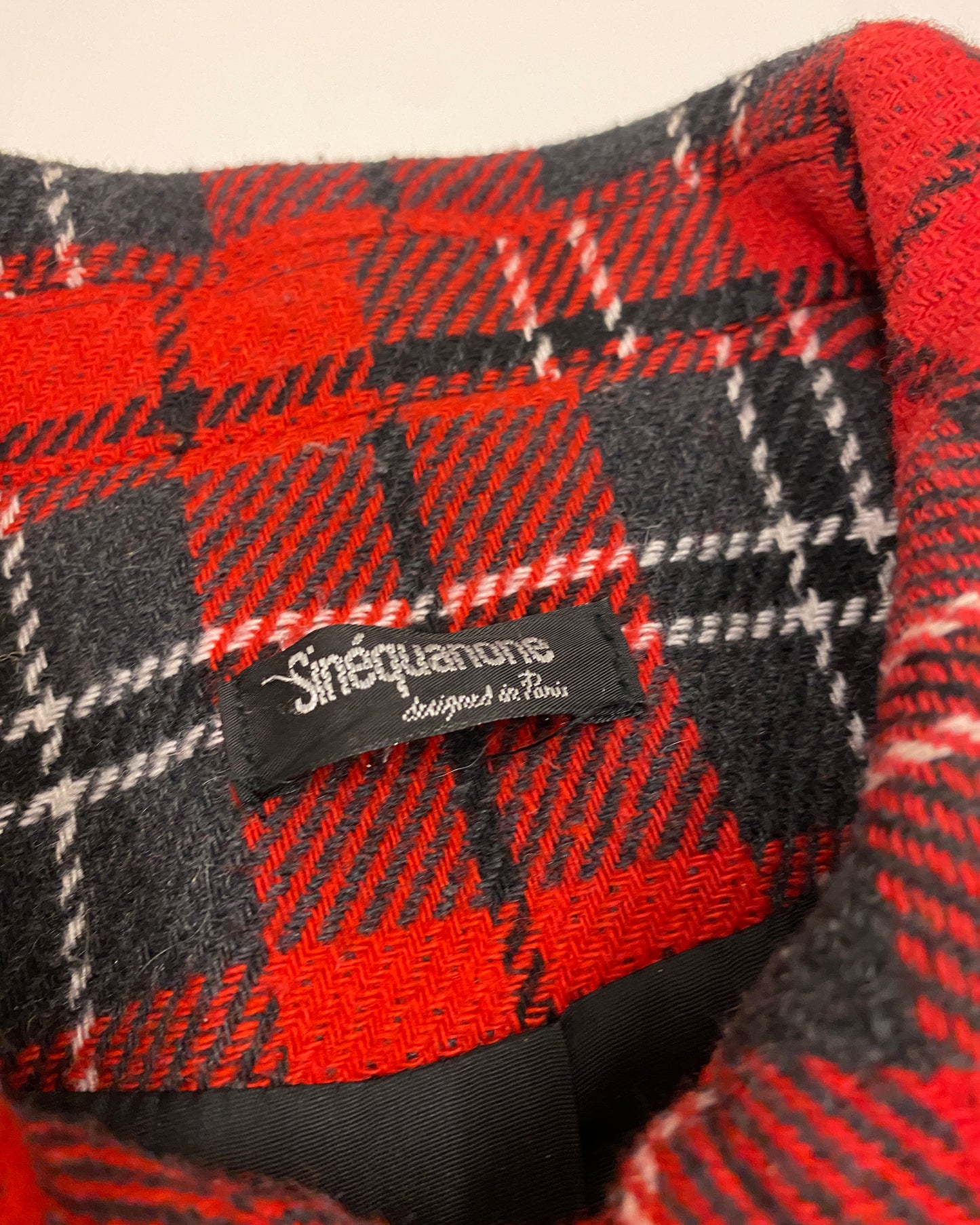 Sinéquanone 1980s Plaid Checkered Boxy Wool Jacket Black Red
