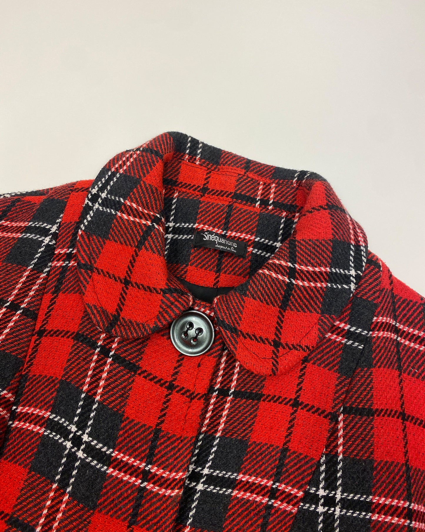 Sinéquanone 1980s Plaid Checkered Boxy Wool Jacket Black Red