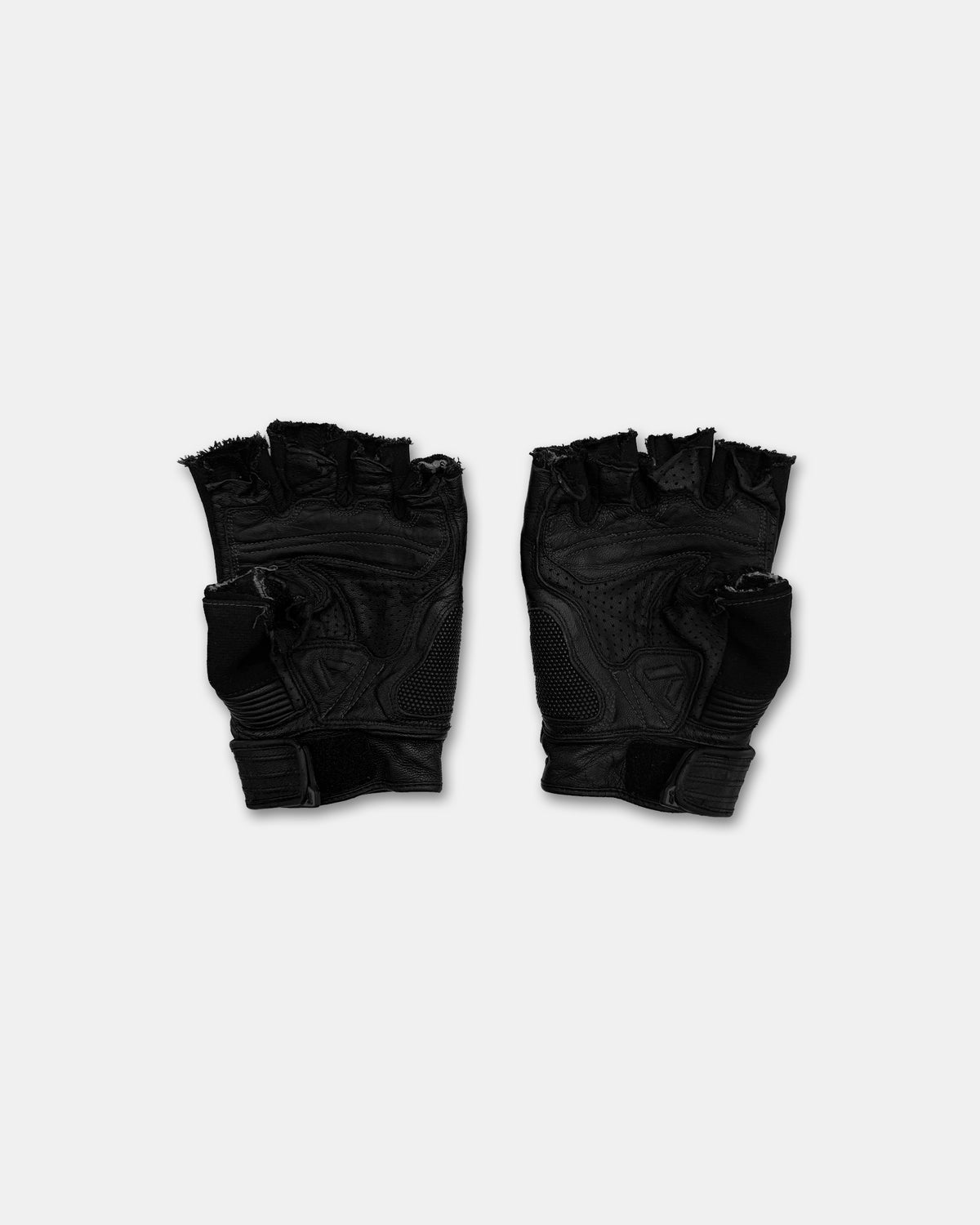 Vanucci 2010s Cut Off Leather Mesh Bike Gloves Black