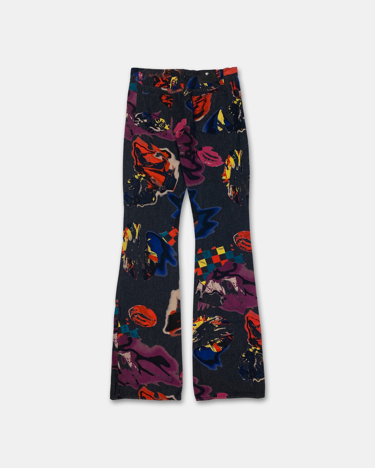 Versace Jeans Couture 2000s Pop Art All Over Print Flared Pants Black