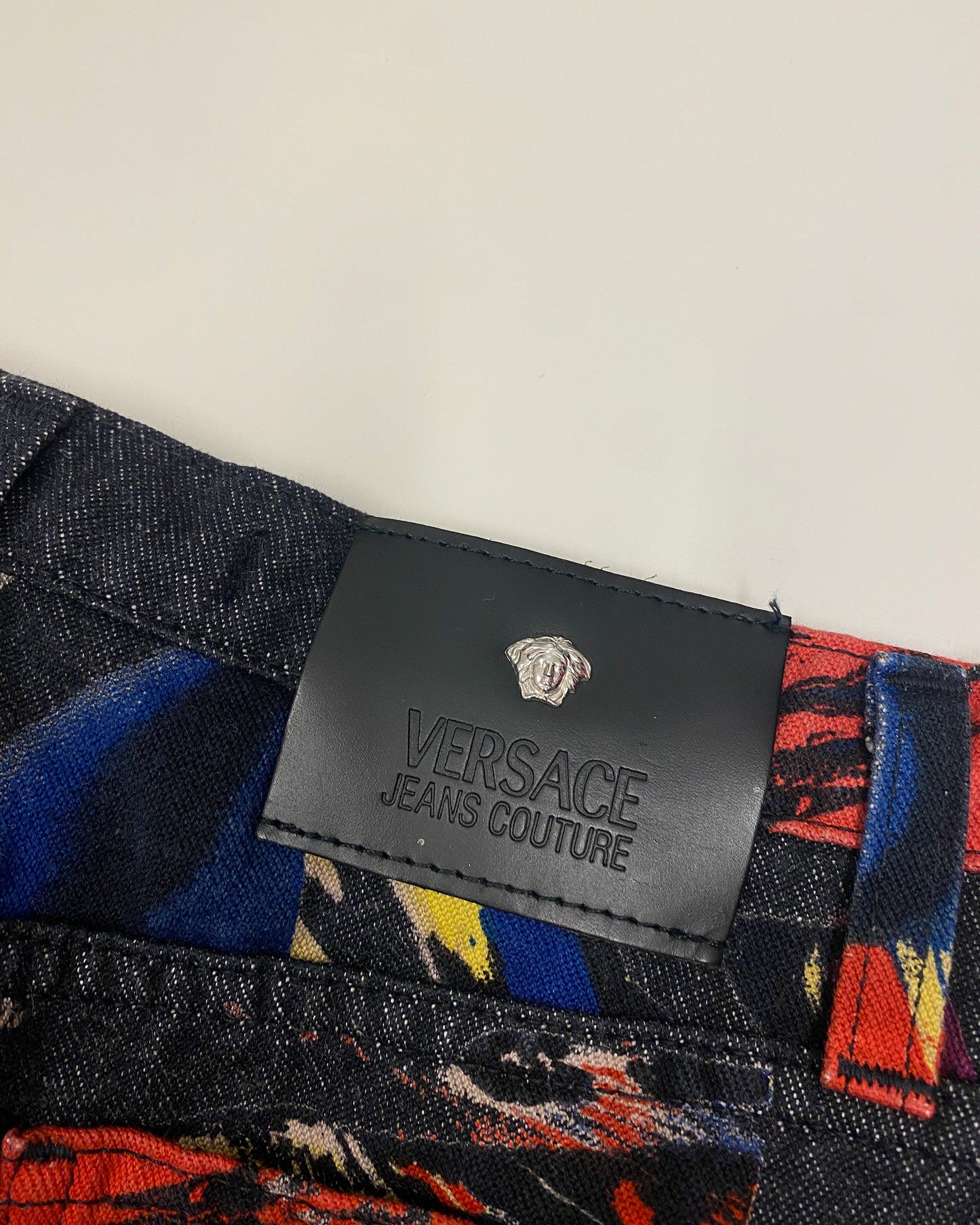 Versace Jeans Couture 2000s Pop Art All Over Print Flared Pants Black