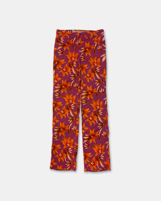 Versace Jeans Couture 1990s Flower All Over Print Pants Purple