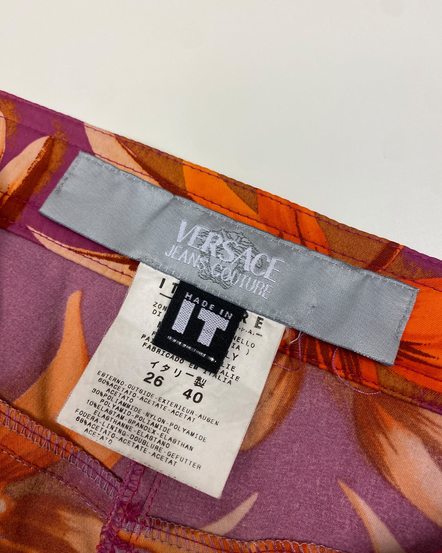 Versace Jeans Couture 1990s Flower All Over Print Pants Purple