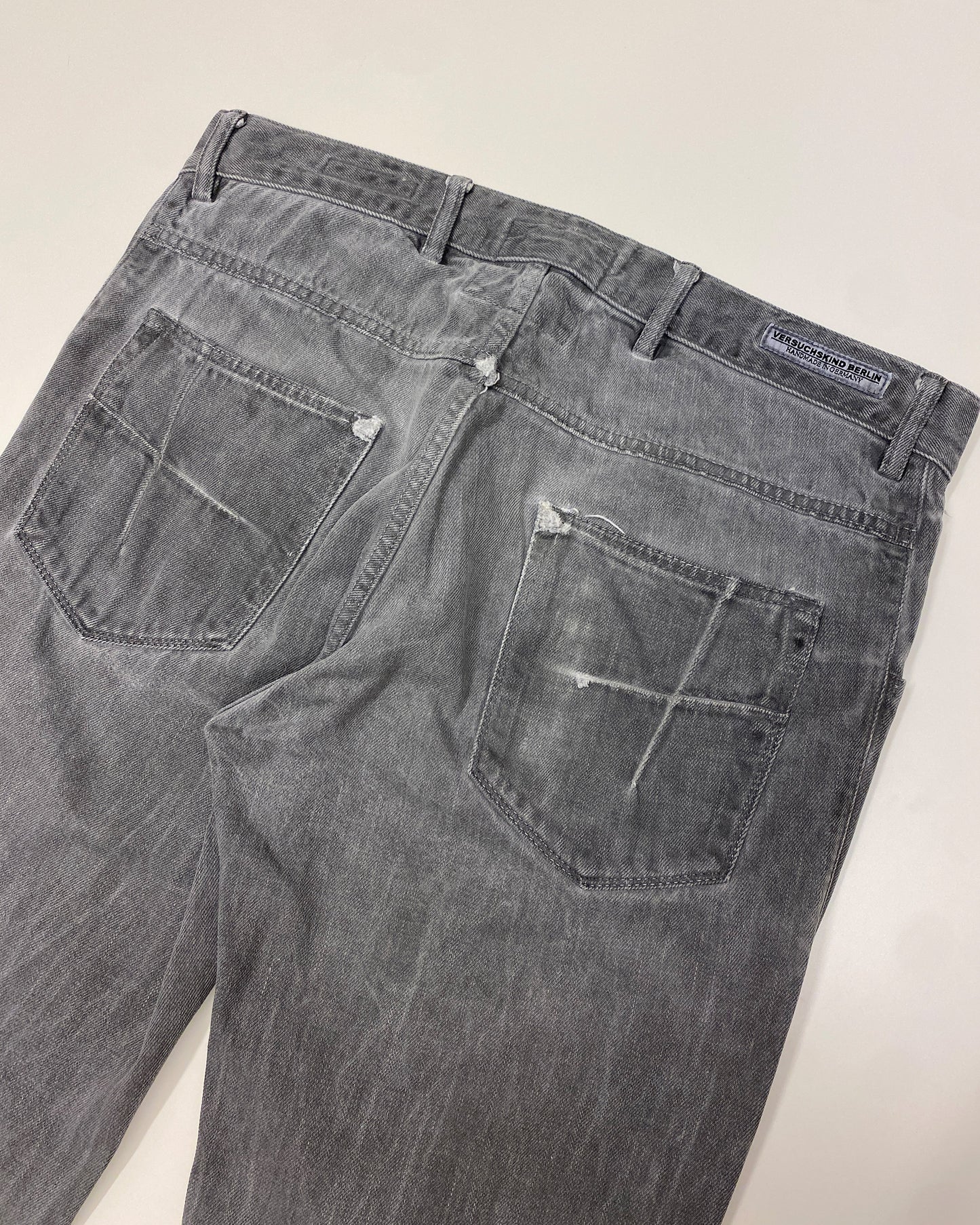Versuchskind Berlin 2010s X1-Sl Slim Asymmetrical Denim Light Grey