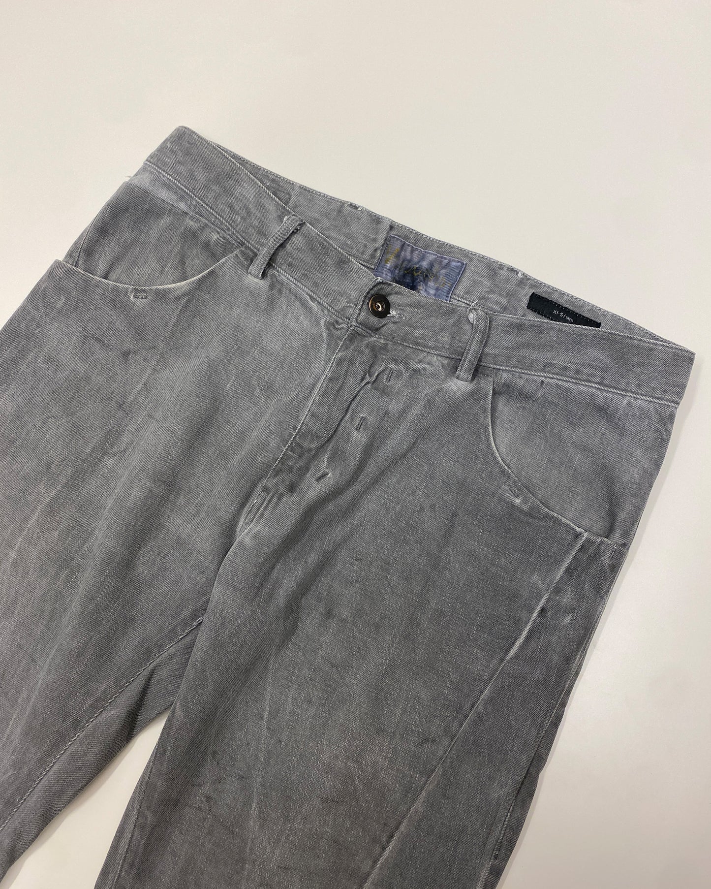 Versuchskind Berlin 2010s X1-Sl Slim Asymmetrical Denim Light Grey