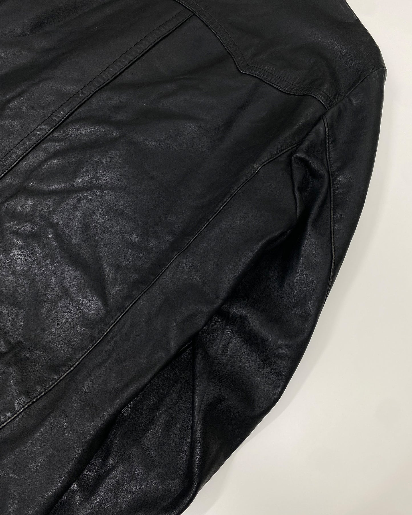 Vintage 1975 Double Breasted Long Leather Jacket Black