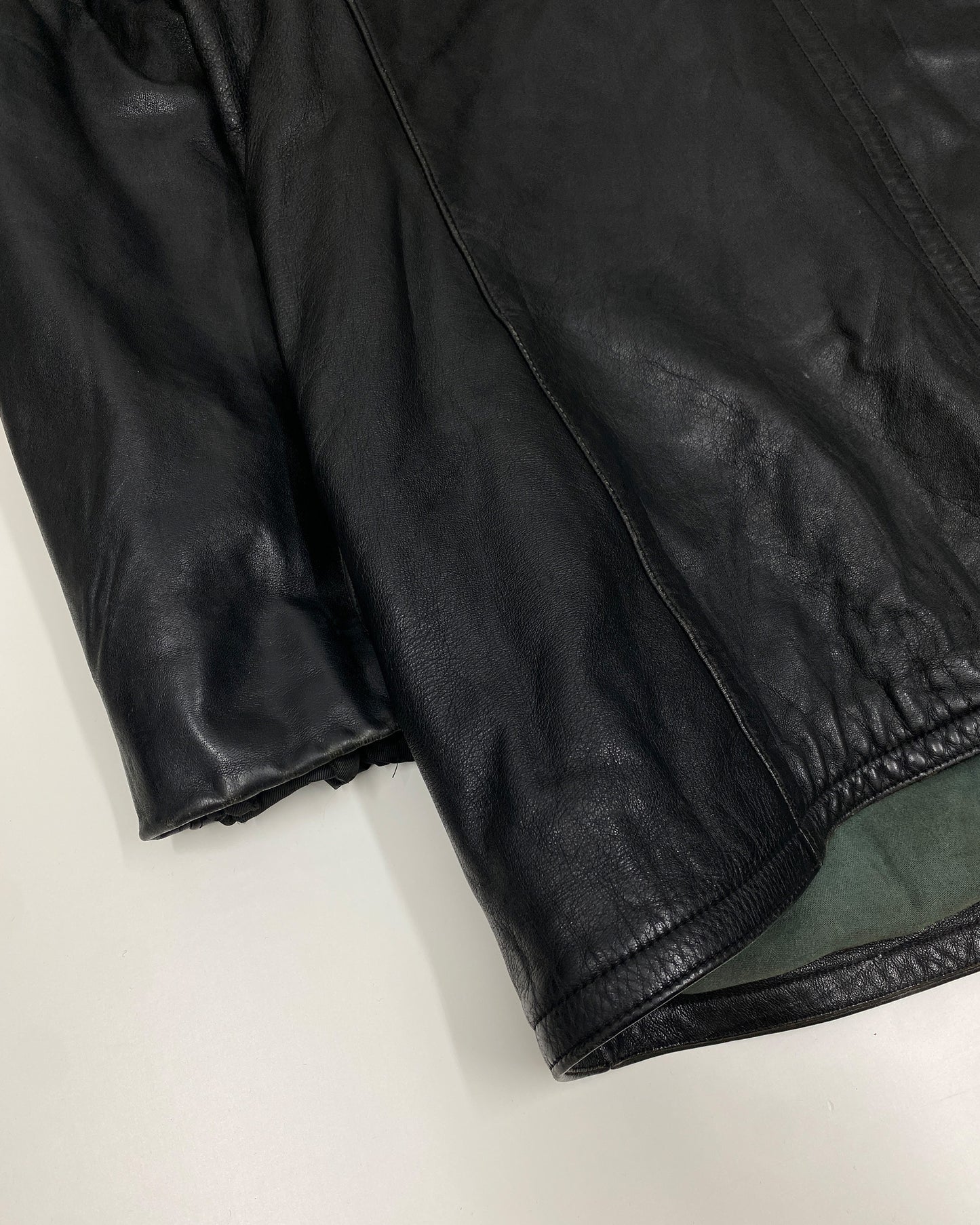 Vintage 1975 Double Breasted Long Leather Jacket Black