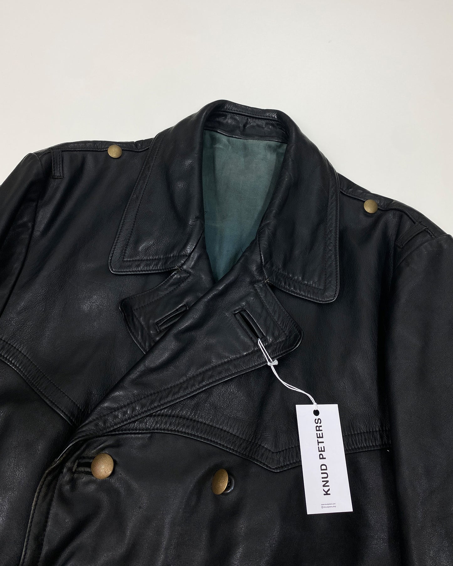 Vintage 1975 Double Breasted Long Leather Jacket Black