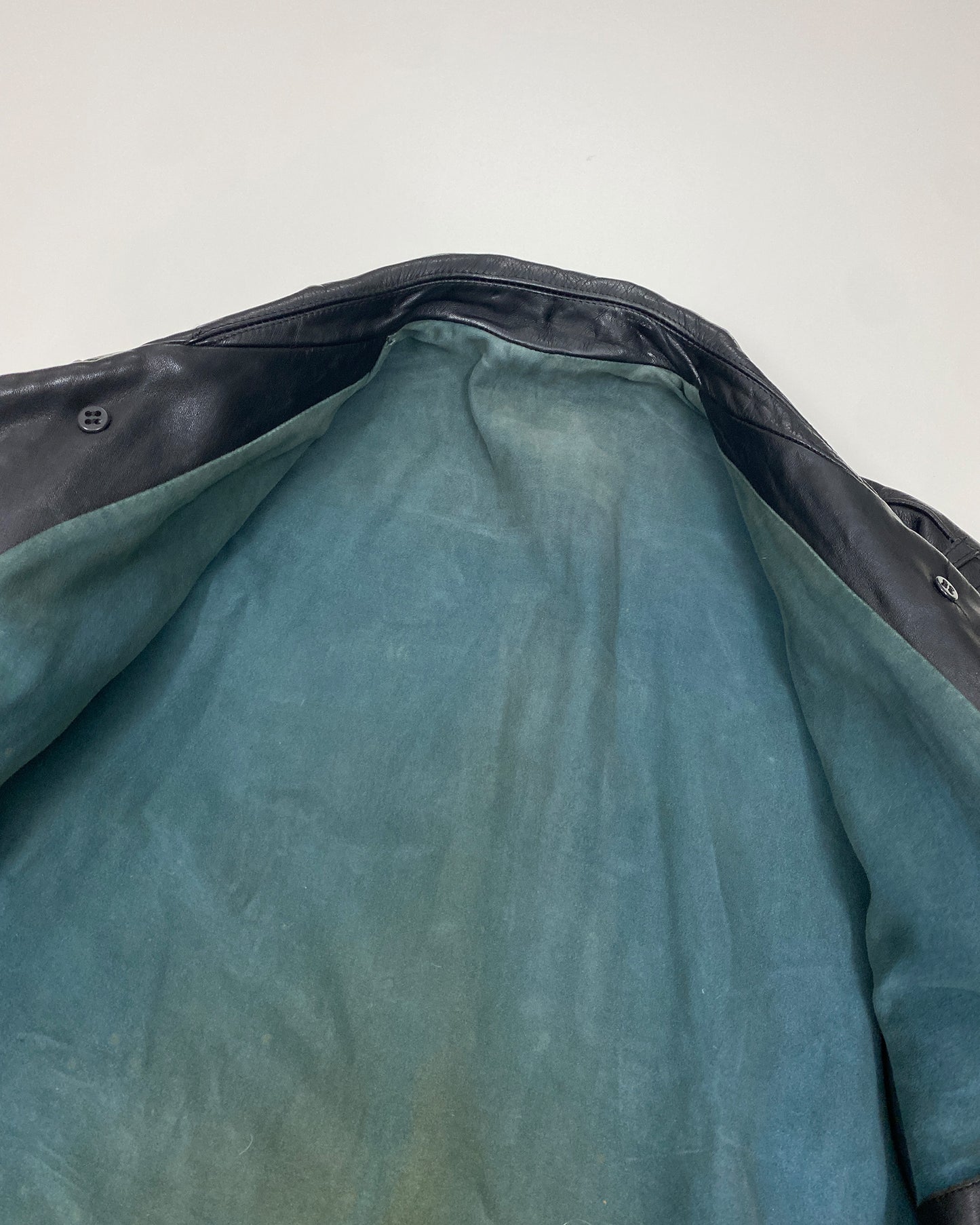 Vintage 1975 Double Breasted Long Leather Jacket Black