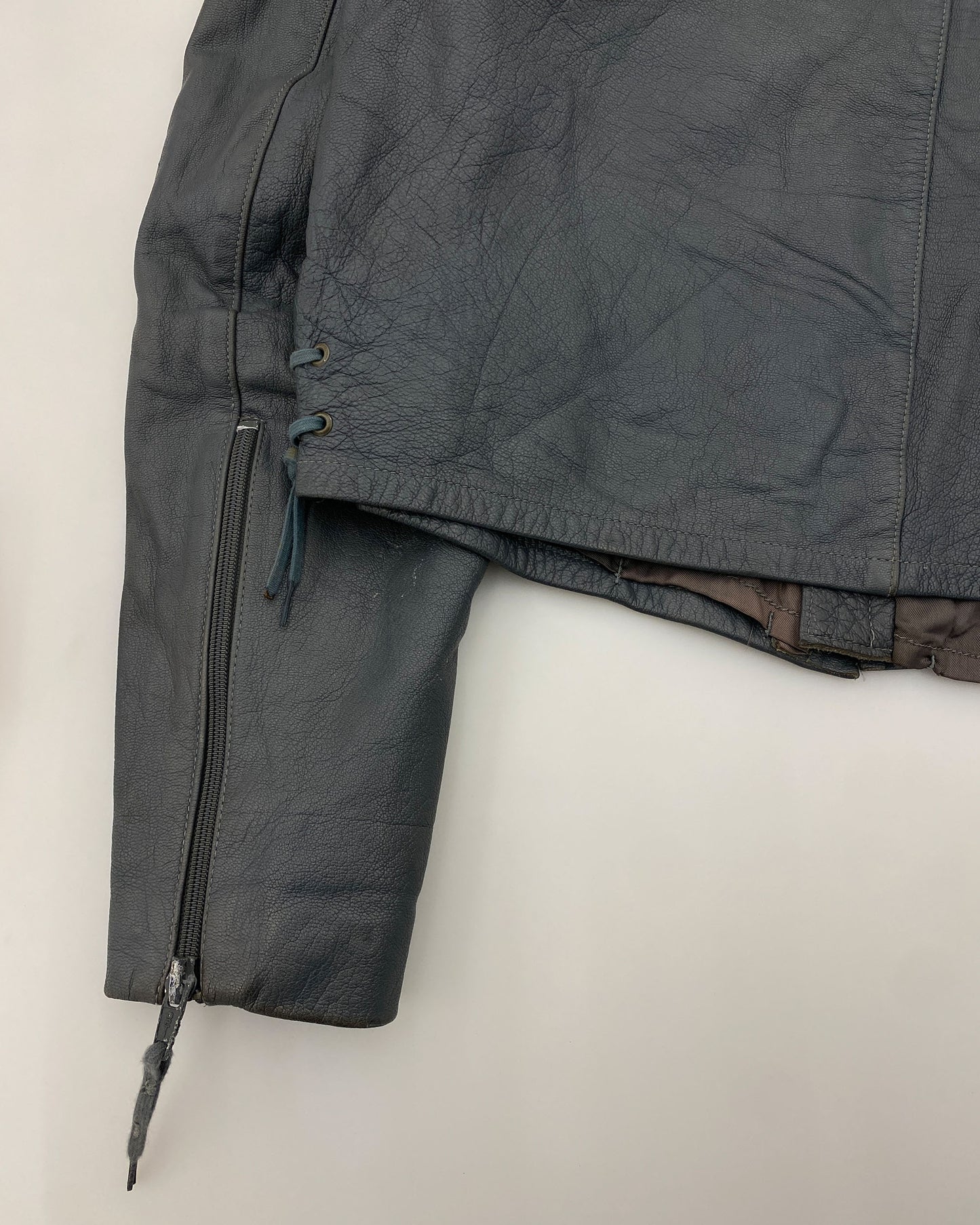 Vintage 1970s German Military Submarine U-Boot Leatherjacket Grey
