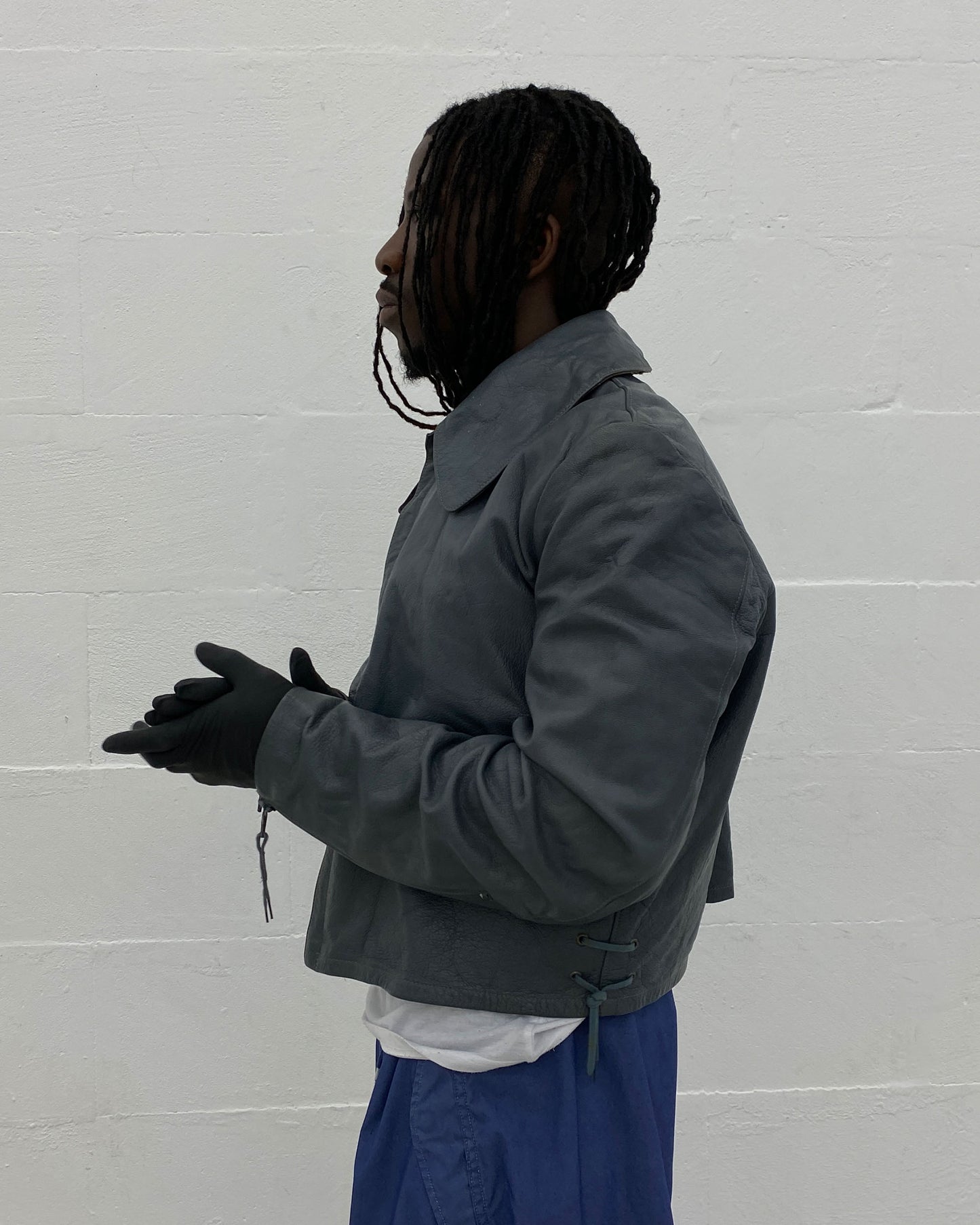Vintage 1970s German Military Submarine U-Boot Leatherjacket Grey