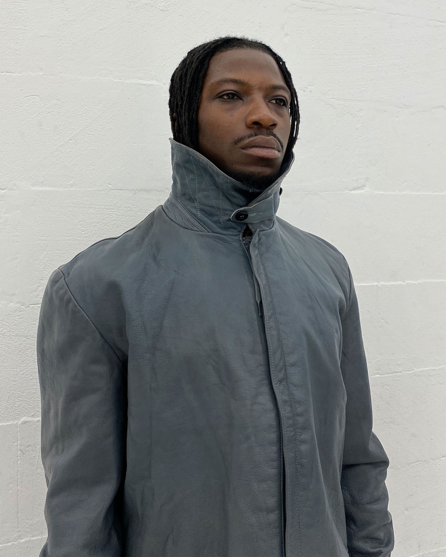 Vintage 1970s German Military Submarine U-Boot Leatherjacket Grey