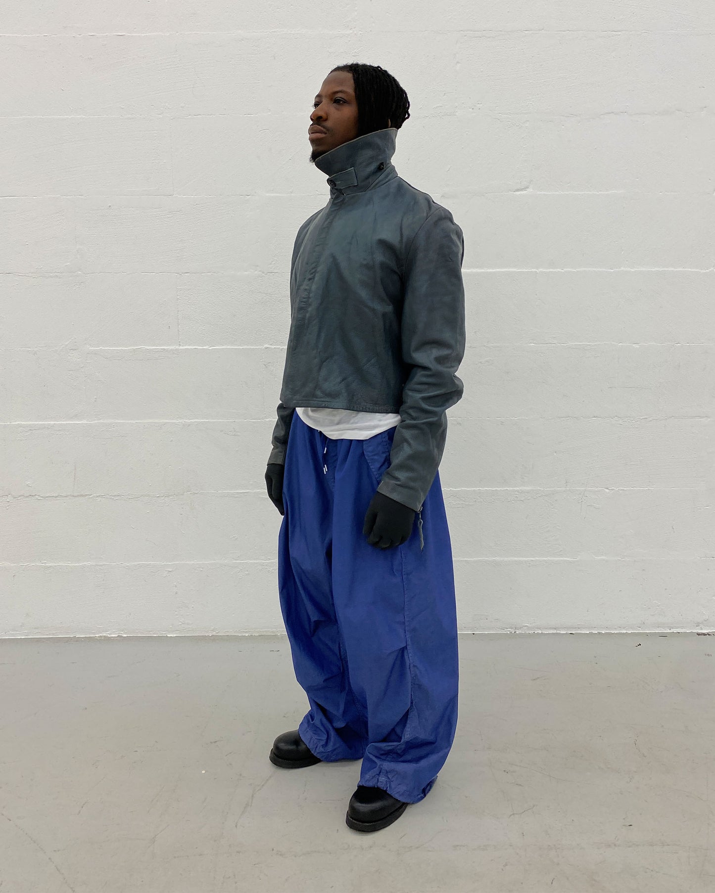 Vintage 1970s German Military Submarine U-Boot Leatherjacket Grey