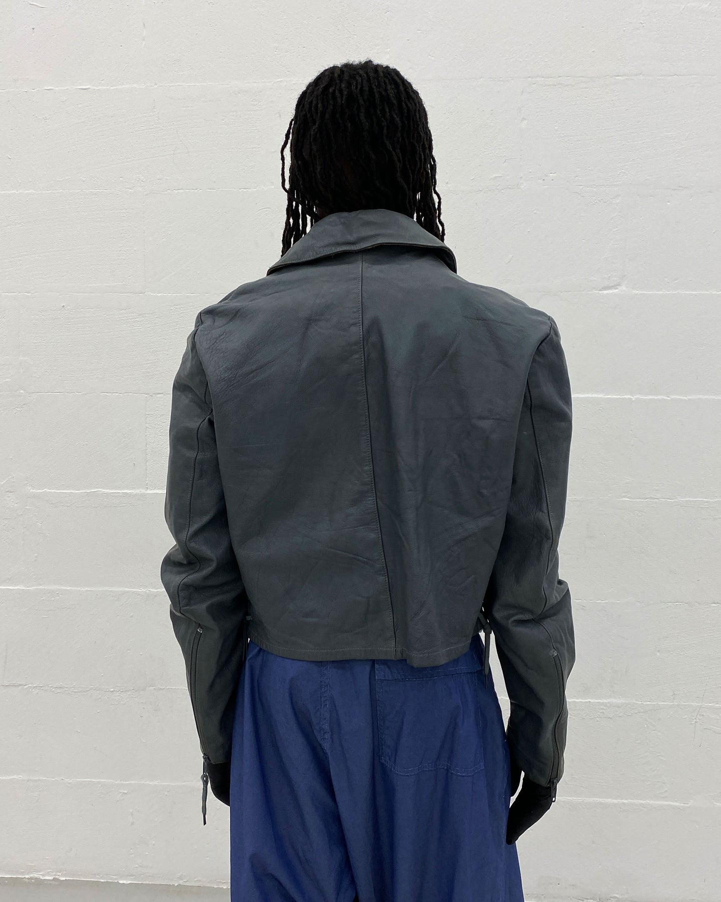 Vintage 1970s German Military Submarine U-Boot Leatherjacket Grey