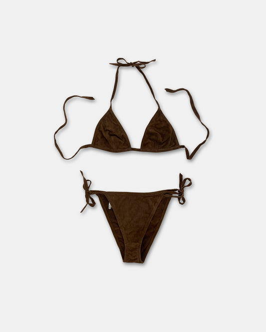 Vintage 1990s Suede Leather Bikini Brown