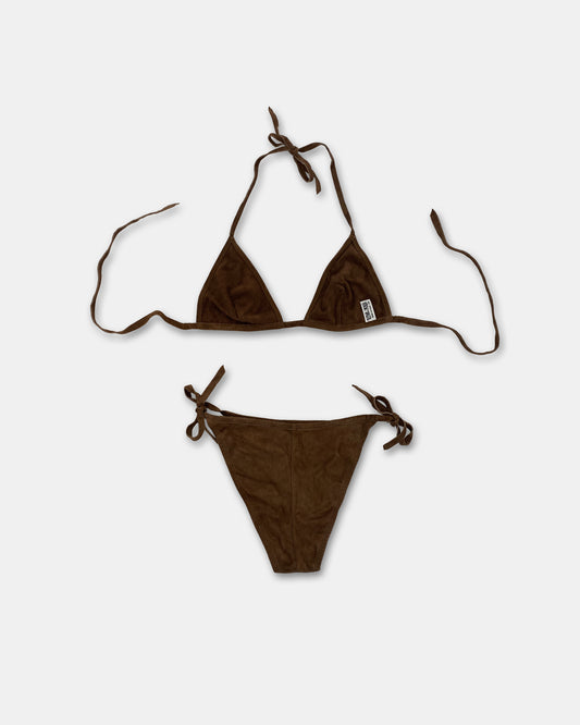 Vintage 1990s Suede Leather Bikini Brown