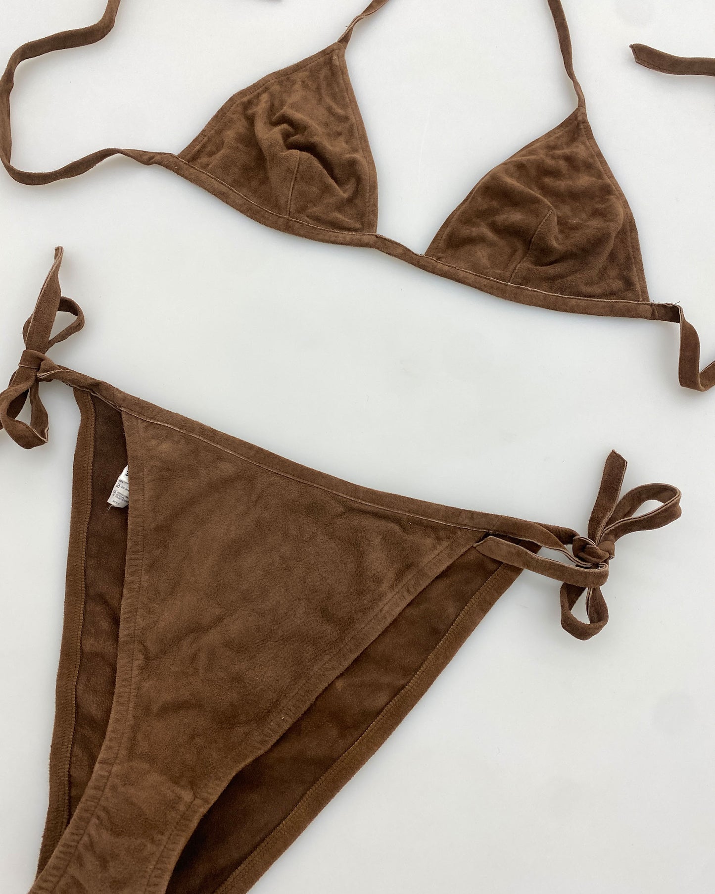 Vintage 1990s Suede Leather Bikini Brown