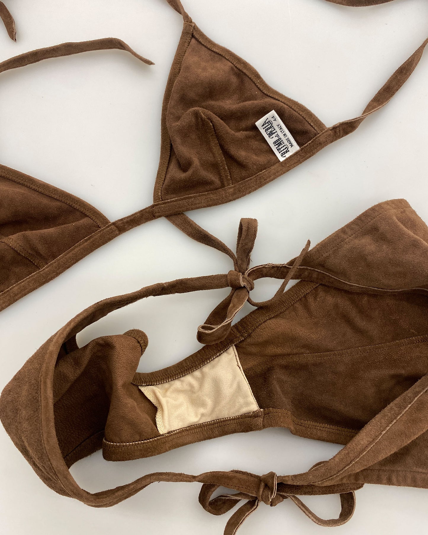 Vintage 1990s Suede Leather Bikini Brown