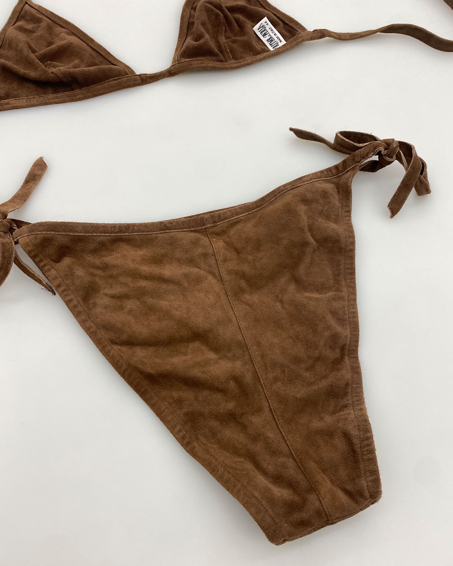 Vintage 1990s Suede Leather Bikini Brown