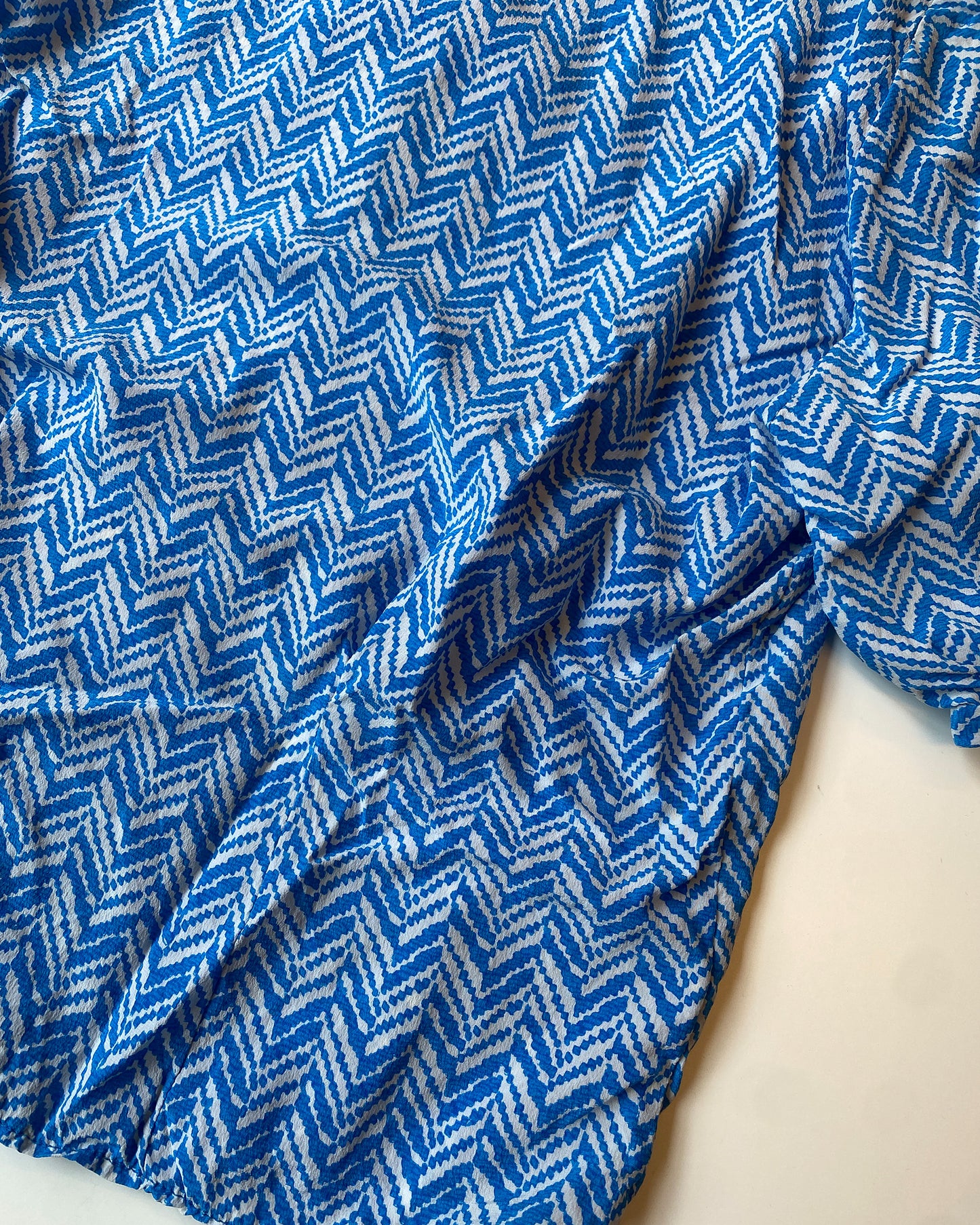 Vintage 1970s Pattern Loose Blouse Top Turquoise