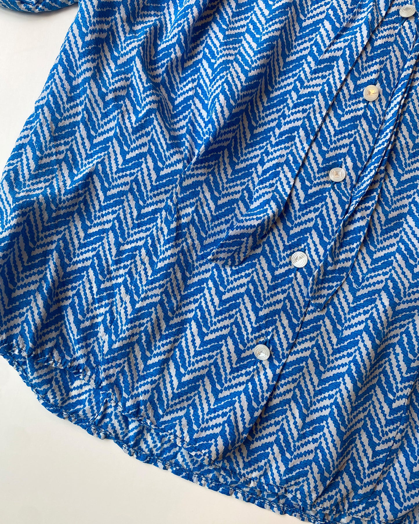 Vintage 1970s Pattern Loose Blouse Top Turquoise