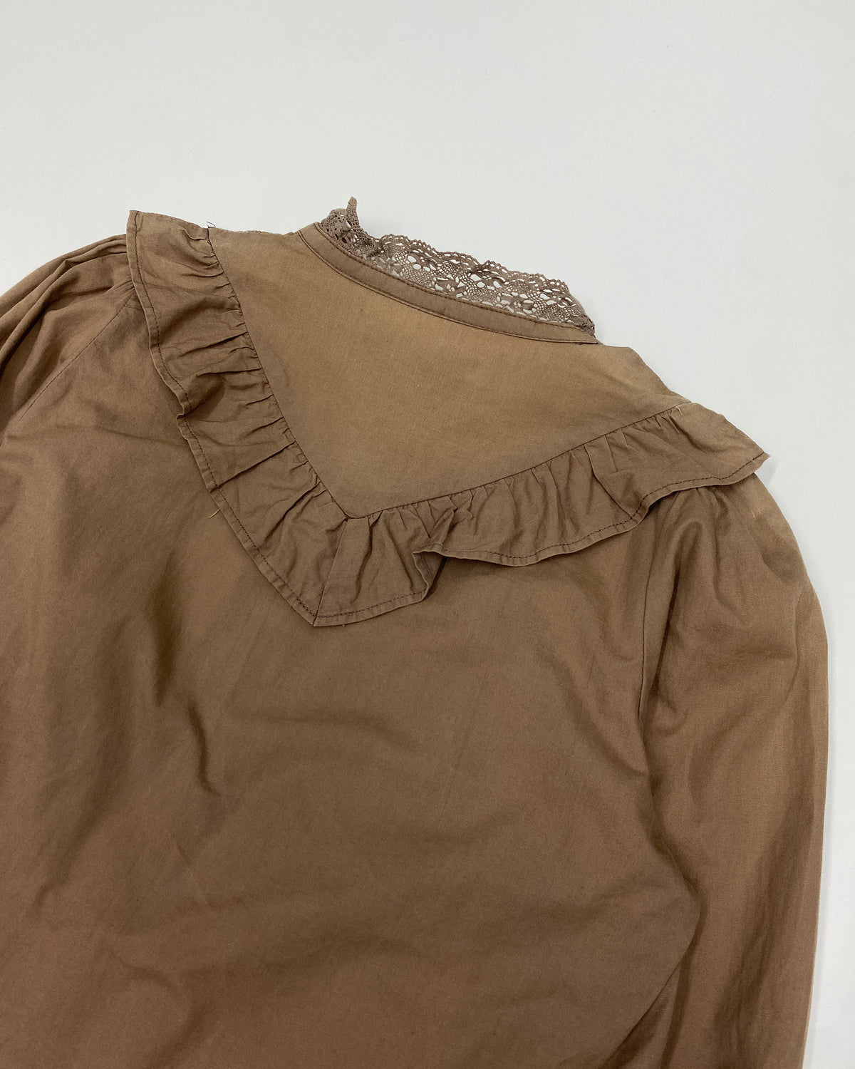Vintage 2000s Ruffles Blouse Top Light Brown