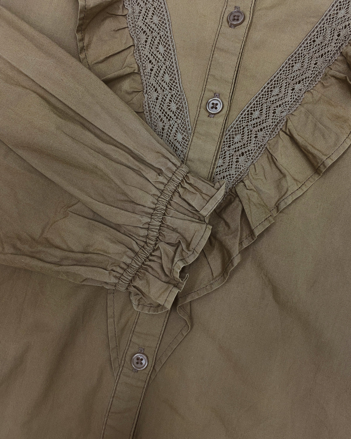 Vintage 2000s Ruffles Blouse Top Light Brown