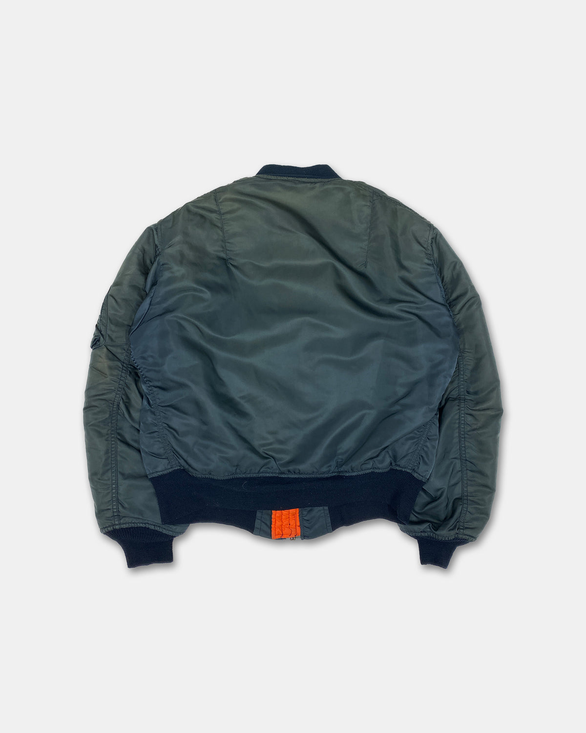 Vintage 1970s Made in USA Faded MA-1 Bomber Jacket Dark Petrol