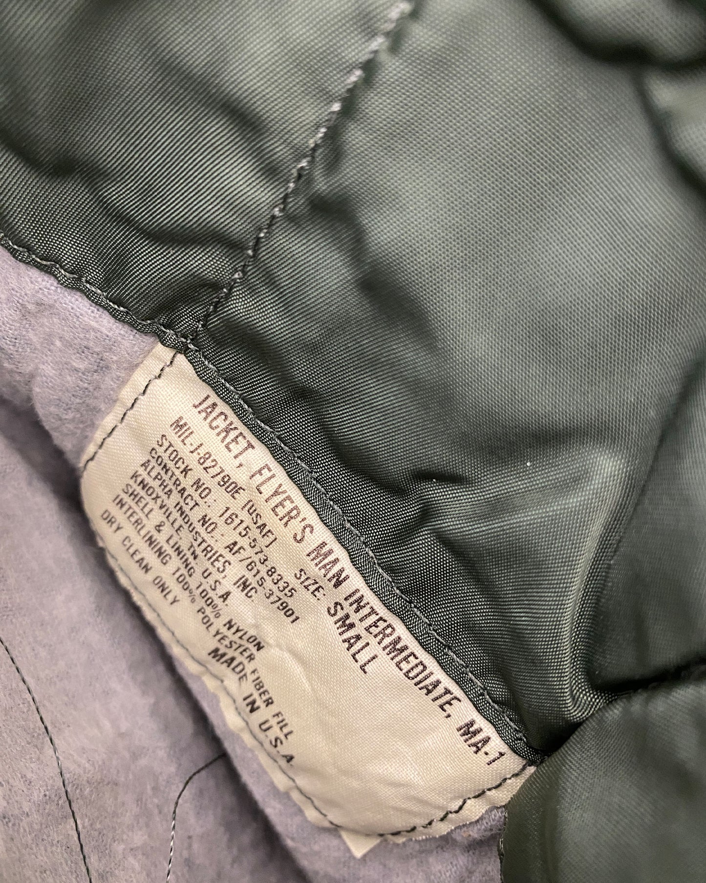 Alpha Industries 1980s Made in USA MA-1 Bomber Jacket Green