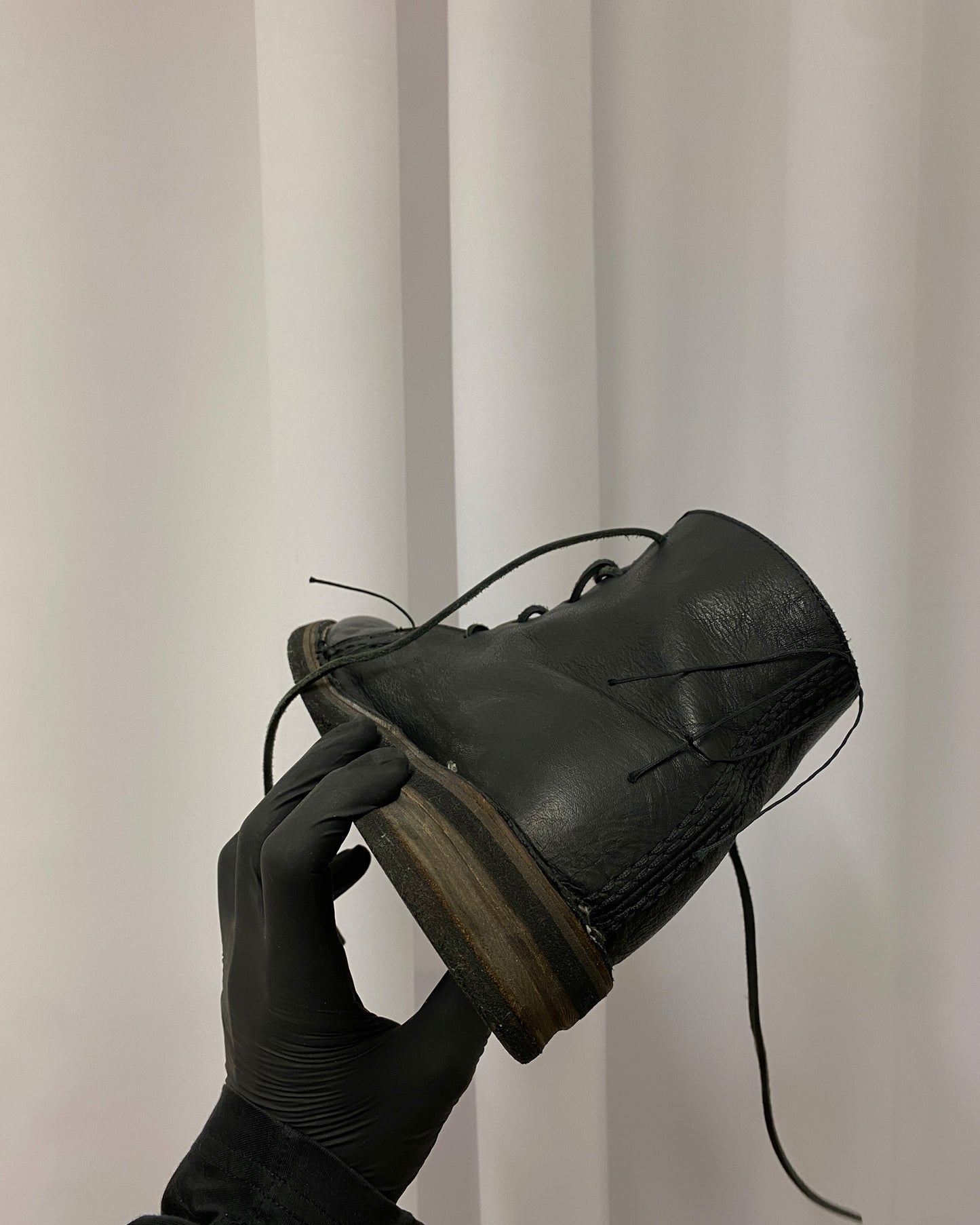 Vintage 2000s Made in Italy Gum-Sole Leather Boots Black