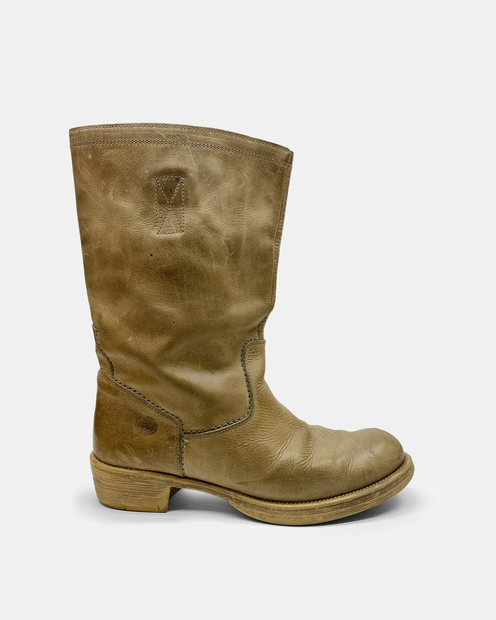 Fred de la Bretoniere 1990s Leather Biker Boots Beige