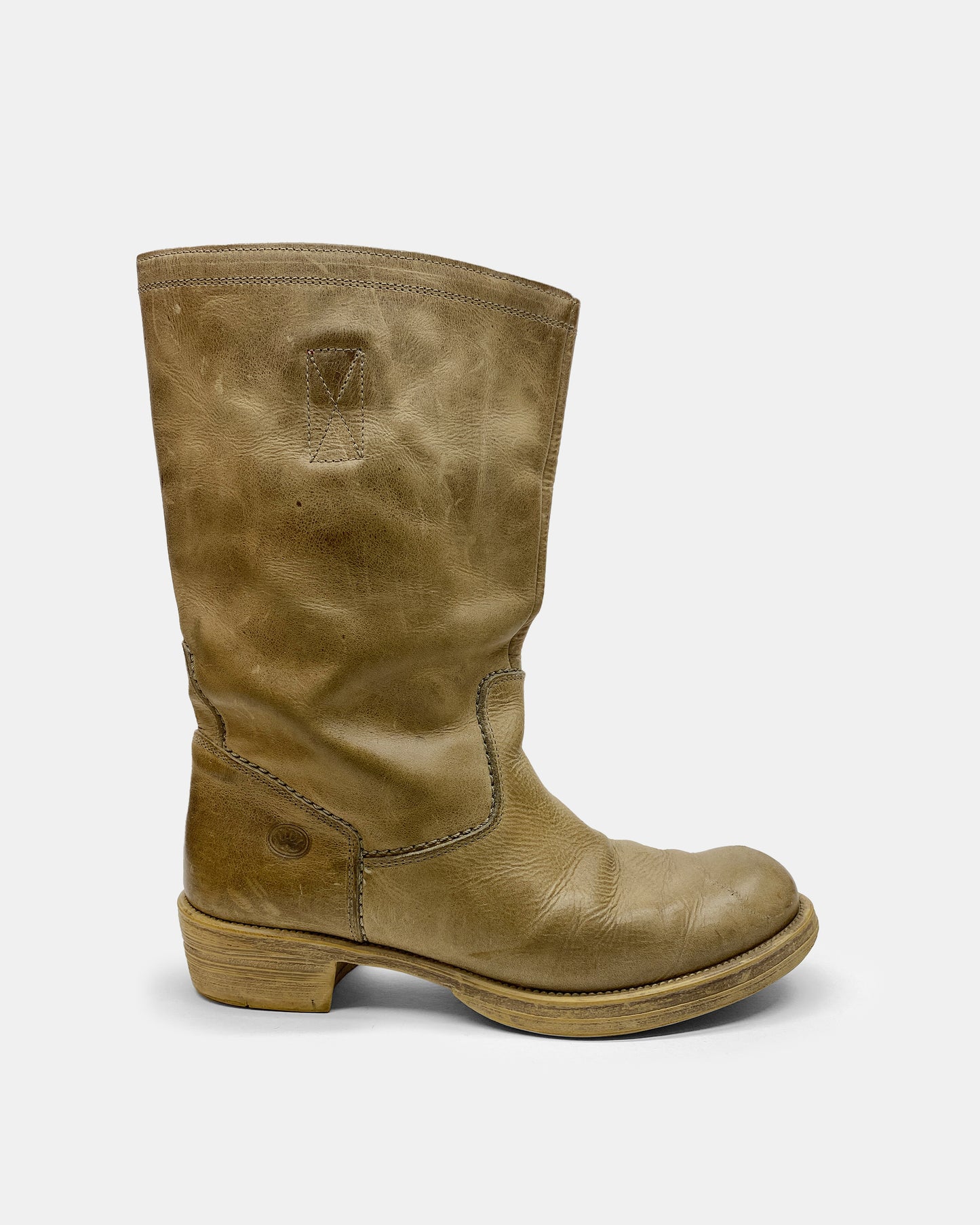 Fred de la Bretoniere 1990s Leather Biker Boots Beige