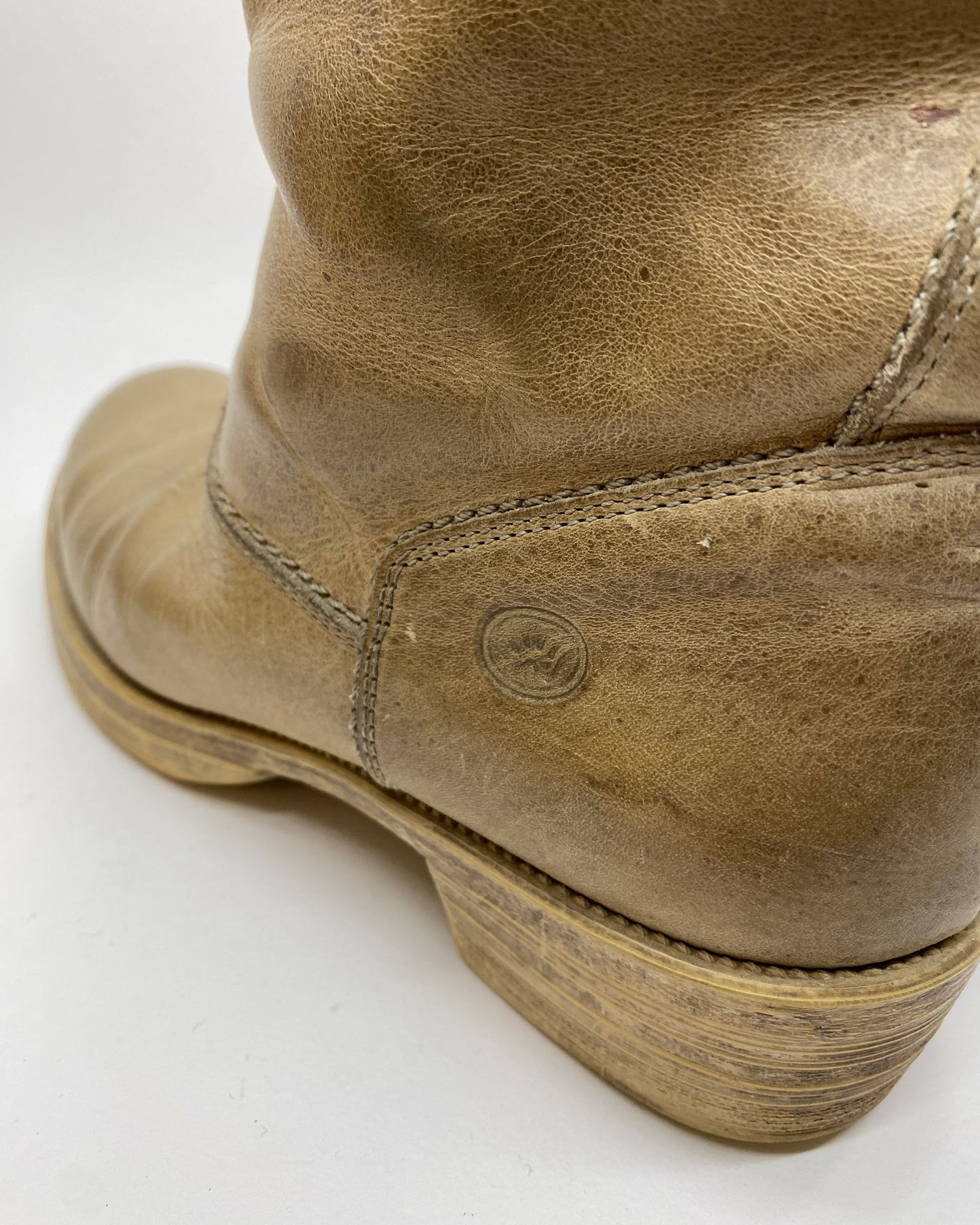 Fred de la Bretoniere 1990s Leather Biker Boots Beige