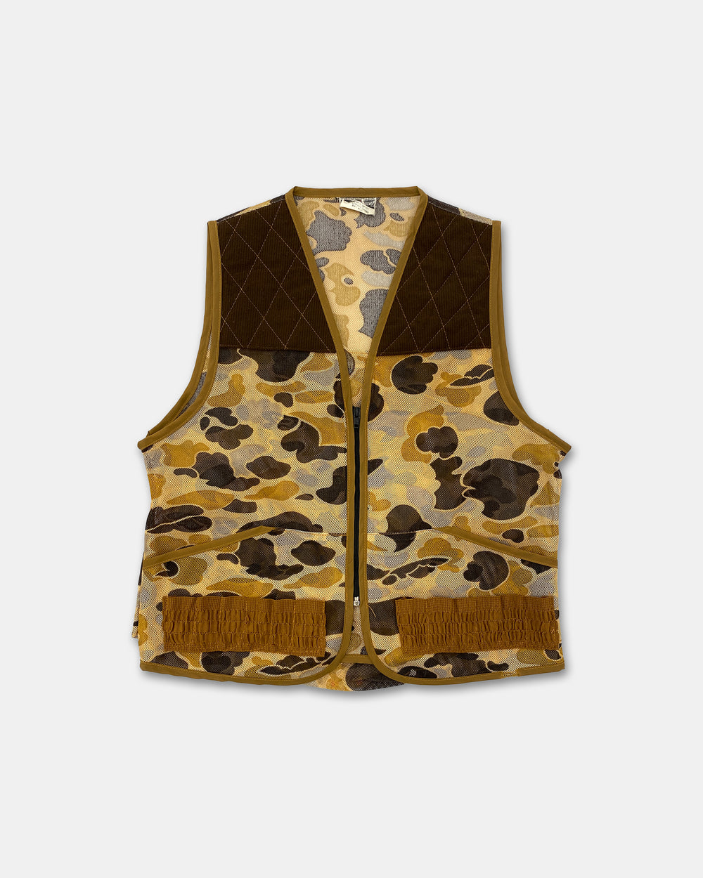 Vintage 1990s Camo Hunting Vest Brown Beige