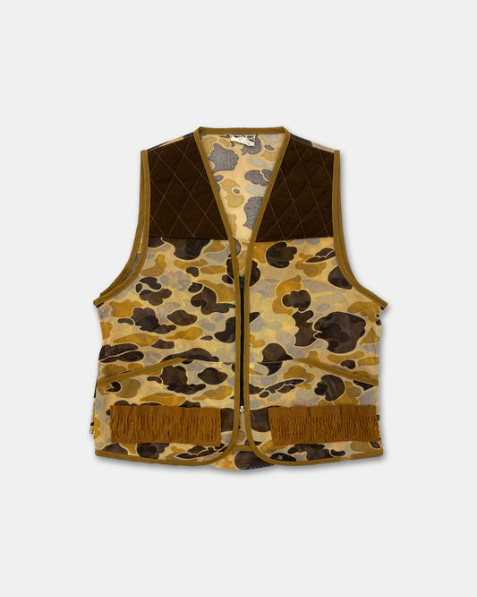 Vintage 1990s Camo Hunting Vest Brown Beige