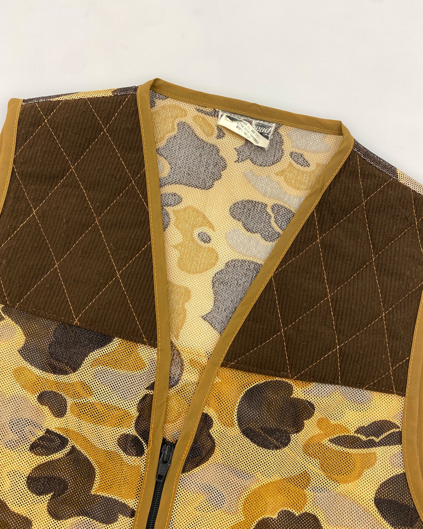 Vintage 1990s Camo Hunting Vest Brown Beige